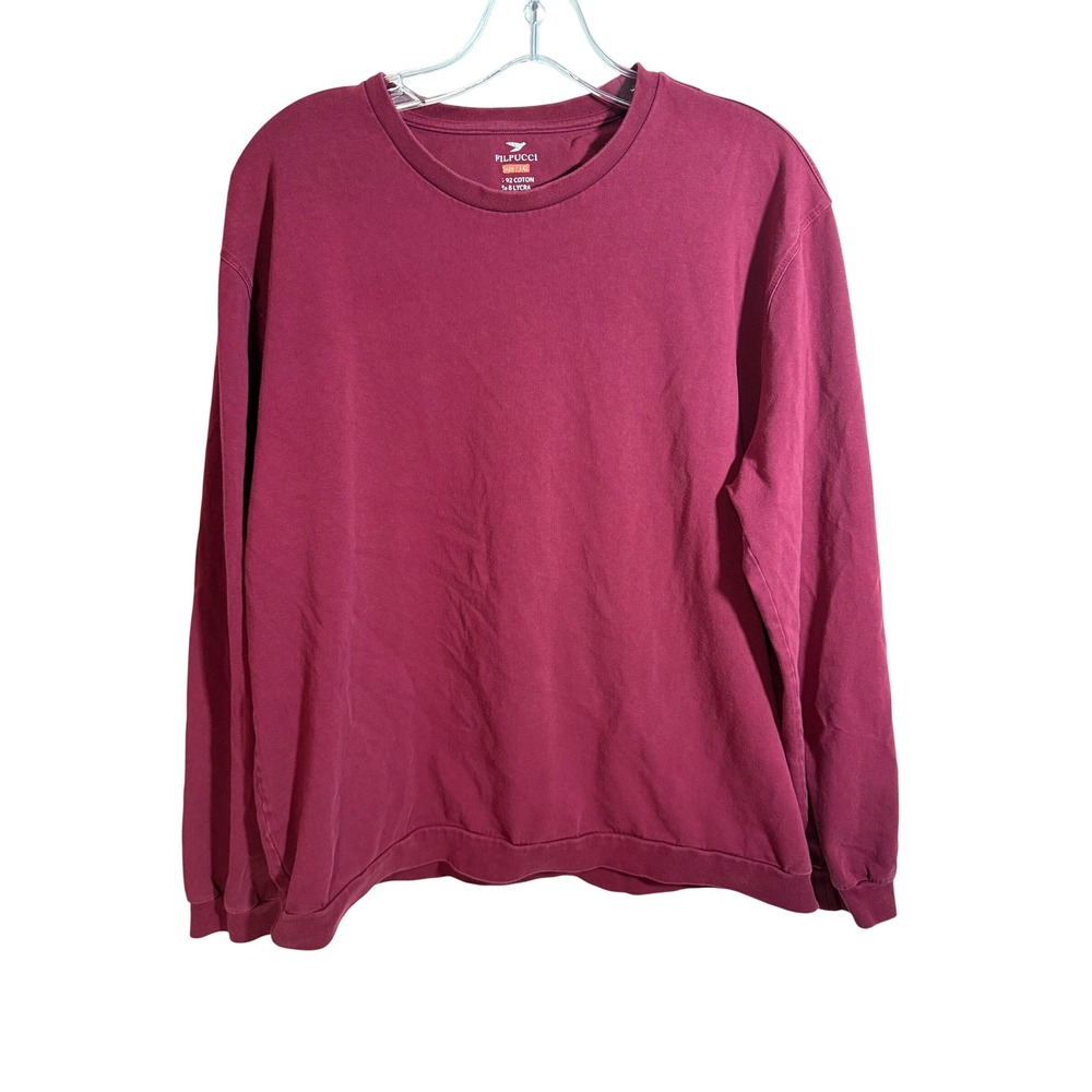 FILPUCCI‎ Mens Burgundy Long Sleeve Crewneck Sweatshirt Size 3XL Cotton Lycra